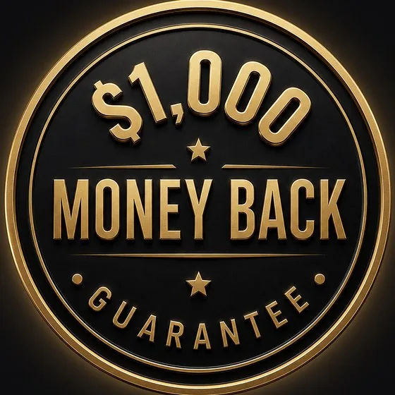 $1,000 money back guarantee badge